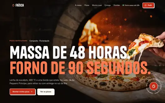 Página inicial do site Faísca