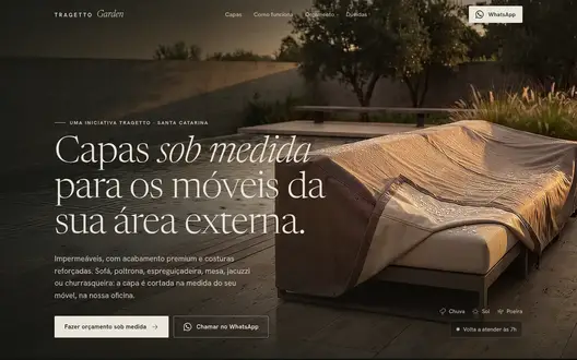 Página inicial do site Tragetto Garden